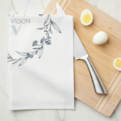 Linge De Cuisine Monogramme simple et élégant de germe de laurier f (Quart Plié)