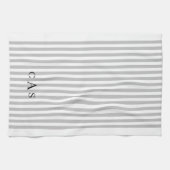Linge De Cuisine Monogramme simple rayé gris (Horizontal)