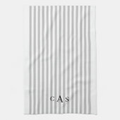 Linge De Cuisine Monogramme simple rayé gris (Vertical)