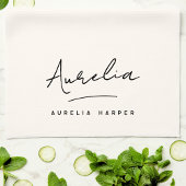 Linge De Cuisine Monogramme Simple signature élégante Minimale fémi