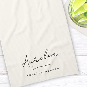 Linge De Cuisine Monogramme Simple signature élégante Minimale fémi