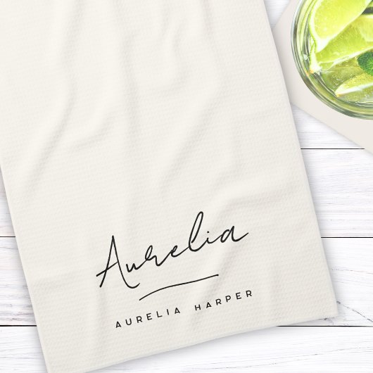 Linge De Cuisine Monogramme Simple signature élégante Minimale fémi