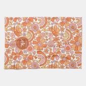 Linge De Cuisine Monogramme super Retro Orange Florals (Horizontal)