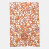 Linge De Cuisine Monogramme super Retro Orange Florals (Vertical)