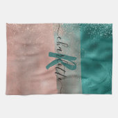 Linge De Cuisine Monogramme Turquoise et doux Pink Ombre Foil (Horizontal)