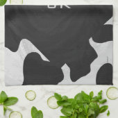 Linge De Cuisine Monogramme vache noir et blanc (Plié)