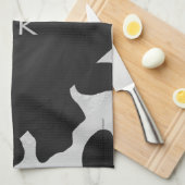 Linge De Cuisine Monogramme vache noir et blanc (Quart Plié)