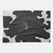 Linge De Cuisine Monogramme vache noir et blanc (Horizontal)