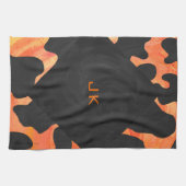 Linge De Cuisine Monogramme vache noir et orange Impression (Horizontal)
