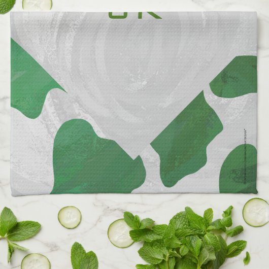 Linge De Cuisine Monogramme vert et blanc de vache (Plié)
