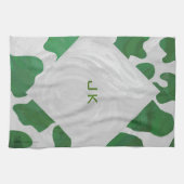 Linge De Cuisine Monogramme vert et blanc de vache (Horizontal)