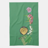 Linge De Cuisine Monogramme Vert Fruit et Floral (Vertical)