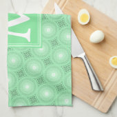 Linge De Cuisine Monogramme vert ressort cercles motif (Quart Plié)