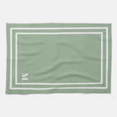 Linge De Cuisine Monogramme vert Sage moderne (Horizontal)
