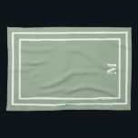 Linge De Cuisine Monogramme vert Sage moderne<br><div class="desc">Ce design moderne et élégant comprend un cadre carré double ligne blanche sur un joli arrière - plan vert sage et un monogramme dans une police de blocs élégante. Changez la première en votre propre. Vous pouvez customiser ce design plus en changeant la police, rendre les blancs transparents et choisir...</div>