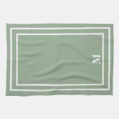 Linge De Cuisine Monogramme vert Sage moderne (Horizontal)