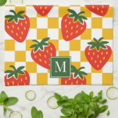 Linge De Cuisine Monogramme Vichy Rustique de Ferme à la Fraise (Plié)