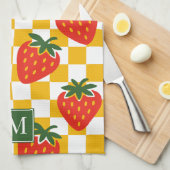 Linge De Cuisine Monogramme Vichy Rustique de Ferme à la Fraise (Quart Plié)
