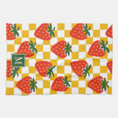 Linge De Cuisine Monogramme Vichy Rustique de Ferme à la Fraise (Horizontal)