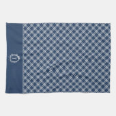 Linge De Cuisine Monogramme vintage Bleu Botanique (Horizontal)