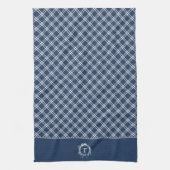 Linge De Cuisine Monogramme vintage Bleu Botanique (Vertical)