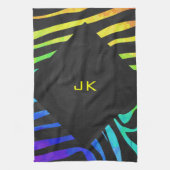 Linge De Cuisine Monogramme Zebra noir et arc-en-ciel (Vertical)