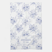 Linge De Cuisine Monogrammed Classic Blue Flowers Floral Pattern (Vertical)