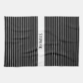 Linge De Cuisine Monogrammes noirs blancs Camouflage rayures Motif (Horizontal)