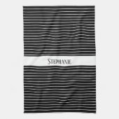 Linge De Cuisine Monogrammes noirs blancs Camouflage rayures Motif (Vertical)