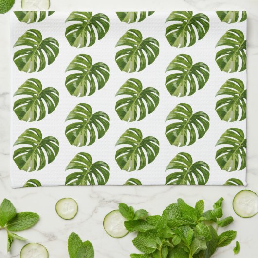 Linge De Cuisine Monstera Albo Tropical Kitchen Decor (Plié)