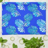 Linge De Cuisine Monstera Brise Bleu Cobalt (Plié)