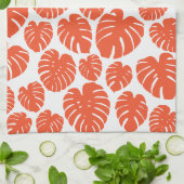 Linge De Cuisine Monstera - Orange et blanc (Plié)