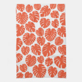 Linge De Cuisine Monstera - Orange et blanc (Vertical)