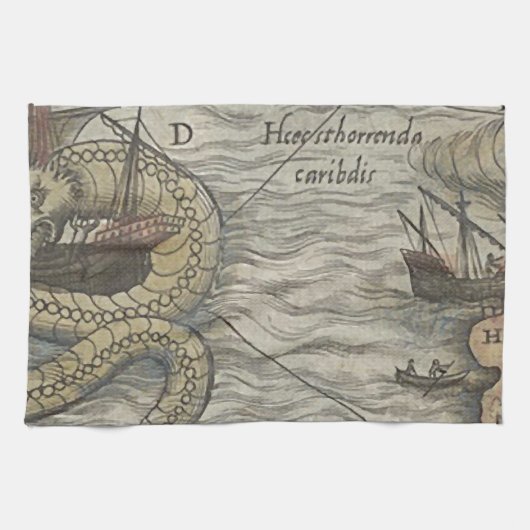 Linge De Cuisine Monstre de carte/serpent de mer (Horizontal)