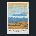 Linge De Cuisine Mont Kilimandjaro Tanzanie Afrique Vintage<br><div class="desc">Design vectoriel du Kilimandjaro. C'est la plus haute montagne d'Afrique et la plus haute montagne autonome du monde.</div>