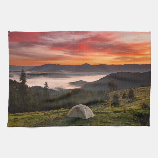 Linge De Cuisine Montagnes | Camping Foggy Sunrise (Horizontal)