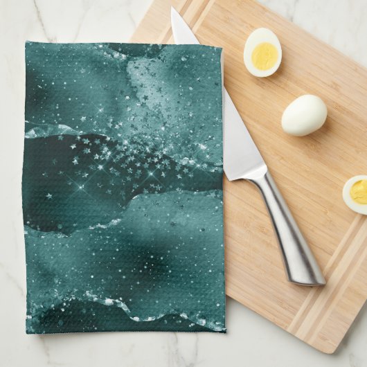 Linge De Cuisine Moody Agate | Turquoise Vert Malachite Riche Joyau (Quart Plié)