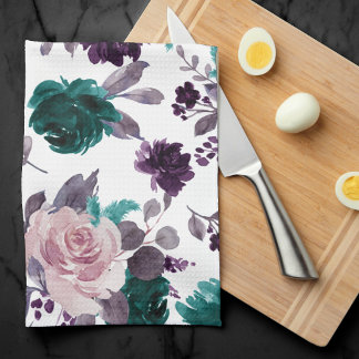 Linge De Cuisine Moody Boho | Eggplant violet et Rose Turquoise Mot