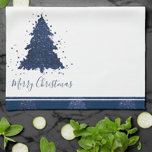 Linge De Cuisine Moody Joyeux Noël | Classy Dark Navy Blue Tree