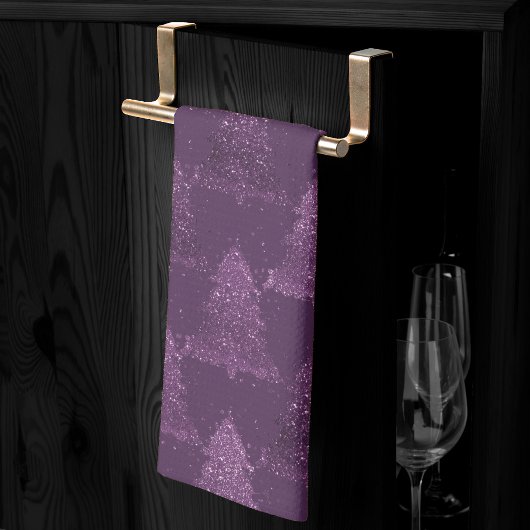 Linge De Cuisine Moody Tree Motif | Noel profond pourpre de prune