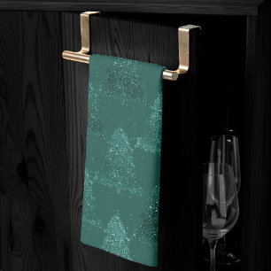 Linge De Cuisine Moody Tree Motif Noël Turquoise de minuit foncé