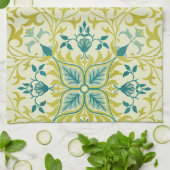 Linge De Cuisine Morris Yellow Turquoise Vine & Flower Pattern (Plié)