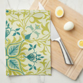 Linge De Cuisine Morris Yellow Turquoise Vine & Flower Pattern (Quart Plié)