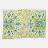 Linge De Cuisine Morris Yellow Turquoise Vine & Flower Pattern (Horizontal)