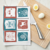 Linge De Cuisine Mosaic Carrelé Avent Noël Vert Rouge Motif (Quart Plié)