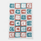 Linge De Cuisine Mosaic Carrelé Avent Noël Vert Rouge Motif (Vertical)