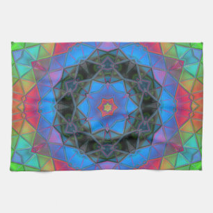 Linge De Cuisine Mosaic Kaleidoscope Fleur arc en ciel