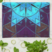 Linge De Cuisine Mosaic Kaleidoscope Fleur bleu et violet (Plié)