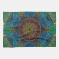 Mosaic Kaleidoscope Fleur Jaune Bleu et Vert