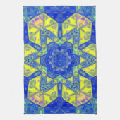 Linge De Cuisine Mosaic Mandala bleu et jaune (Vertical)